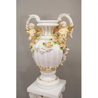 JVmoebel Dekovase Design Blumen Topf XXL Vase Vasen Handarbeit Deko Kelch Pokal 70cm, Made in Europa weiß