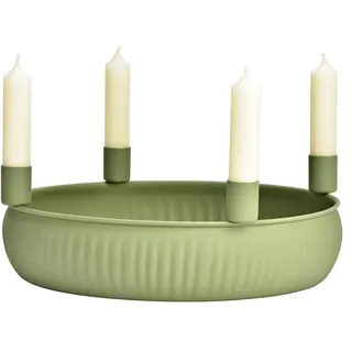 Adventskranz Schale aus Metall in Salbei-Grün ? Individuell Dekorierbar für 4 Stabkerzen - Weihnachts-Gesteck Ø 28cm Deko-Kranz Kerzenhalter Weihnachten & Advent Weihnachts-Deko Wohungs-Dekoration