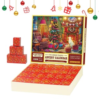 Storaffy Adventskalender 2023 Weihnachts Puzzles | 1000 Teile Puzzles für Erwachsene Kinder | 24 Tage Weihnachts Countdown Puzzle Adventskalender | Puzzle Familienspiel Freunde