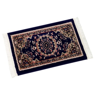 Orientteppich mit Fransen traditionelles orientalisches Muster gewebt blau