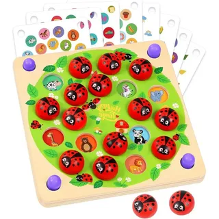 POPOLIC Lernspielzeug Montessori Spielzeug ab 3 4 5 Jahre, Memory Spiele ab 2 3 4 Jahren (1-St., Geschenk MäDchen Junge), Kinderspielzeug Ladybugs Holzspielzeug