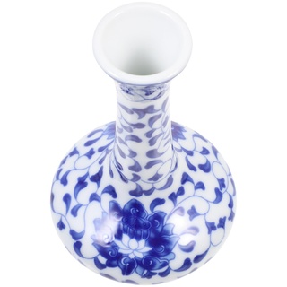 HOMSFOU Kleine Chinesische Keramikvase Blaue Und Weiße Porzellanvase Chinoiserie Dekoratives Glas Blumenarrangementvase Fambe-Glasur Blumenvase Orientalische Flasche Für Heimdekoration A