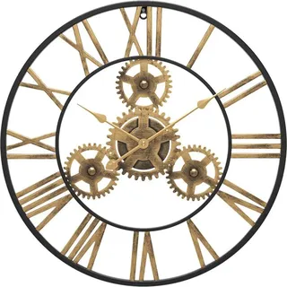 50 Cm Große, Schwarze Wanduhr Im Industriellen Vintage-stil Aus Holz Im Steampunk-stil Mit Römischen Ziffern Für Wohnzimmer, Bar, Büro