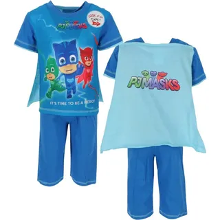 PJ Masks Pyjama PJ Masks 2-teiliges Set T-Shirt mit Umhang und kurze Hose für Kinder blau 5 Jahre