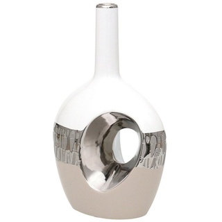 Dekohelden24 Dekovase Edle Moderne Deko Designer Keramik Vase oval mit Loch (1 Vase, 1 St) bunt
