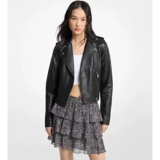 Michael Kors für Damen. MT520IE8RK Schwarze Leder-Bikerjacke (S), Lässig