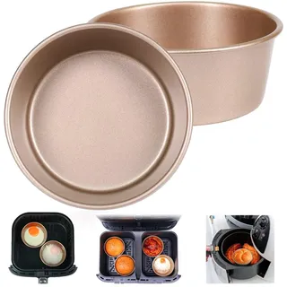 NIXRET 2 Stück Kleine Runde Backformen für Airfryer Eier & Muffins 11x11x4cm, mit Antihaftbeschichtung - Für Kuchenform Auflaufform Backofen und Heißluftfritteusen