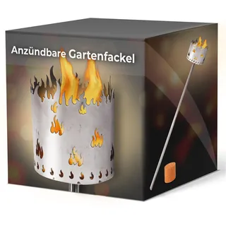 Gartenfackel für draußen Motiv Flamme 1x Brennelement - Holzspäne mit Wachs - Schwedenfackel Pelletfackel Feuersäule Flammschalen Wachsfackel Gartenleuchte