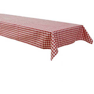 Biertisch Tischdecke 120x270 cm Karo 1x1 cm Rot Baumwolle (Pflegeleicht, Bei 60° waschbar, Trocknergeeignet, Wiederverwendbar, Gewebtes Karomuster)