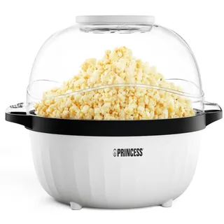 Princess Popcornmaschine 4,5l mit Servierschale und Rührstab für gleichmäßiges Aufpoppen - Weiß