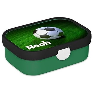 Mepal Bento Lunchbox Campus Fußball - Personalisierte Brotdose mit Namen für Kinder - Bento-Fach & Gabel - Meal Prep Box Clip-Verschluss - BPA-frei & Spülmaschinenfest - 750 ml - Real Football