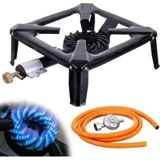 TC TECHNIC Ein Gas-Hockerkocher Gusseisenbrenner Campingkocher Reduzierstück 30x30cm