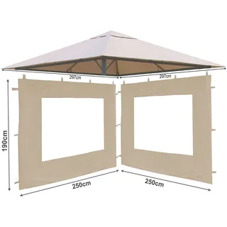 Quick Star Ersatzdach und 2 Seitenteile für Pavillon 3x3 m Beige