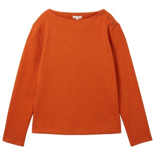 TOM TAILOR Damen Sweatshirt mit Rippstruktur, orange, Melange Optik, Gr. M