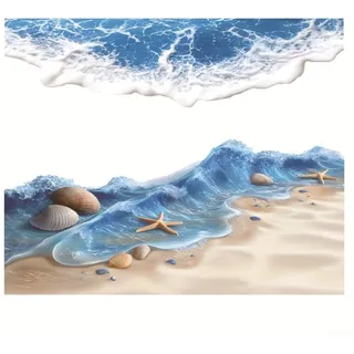 Hosrivae 3D Shell Seestern WC Aufkleber Wasserdicht PVC Wandaufkleber für Badezimmer Wohnzimmer Schlafzimmer Dekor Blaues Meer Thema