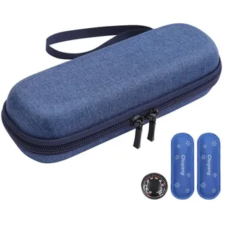 ANCLLO Insulinpen-Etui, Diabetiker-Reiseetui mit 2 Nylon-Kühlakkus, Insulin-Kühl-Reiseetui für Diabetikerbedarf, Insulin-Tragetasche,Blau