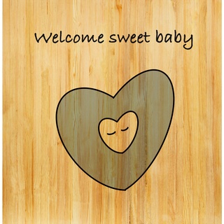 Babywanddeko Welcome Sweet, Blau, Schwarz, Birke, Holz, Birke, 50x50x3 cm, Babymöbel, Babyzimmer Deko, Babywanddeko