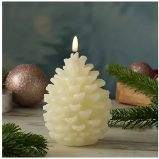 MARELIDA LED-Kerze Tannenzapfen 15,5 cm creme