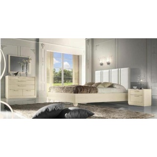 JVmoebel Schlafzimmer-Set, Garnitur Bett Nachttisch Kommode Spiegel Luxus Holz Design 5tlg weiß