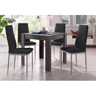 INOSIGN Essgruppe »Lynn + Brooke«, (Set, 5-tlg), mit Tisch in schieferfarben, Breite 80 cm grau|schwarz