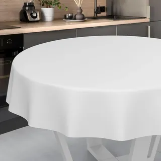 ANRO Wachstuch-Tischdecke abwaschbar Rund 140 cm Weiß