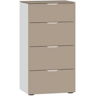 Jutzler Kommode, Weiß, Hellbraun, Kunststoff, 4 Schublade(n) Schubladen, 45x87x43 cm, Typenauswahl, in verschiedenen Größen erhältlich, Abdeckplatte aus Glas, Wohnzimmer, Kommoden & Sideboards, Kommoden