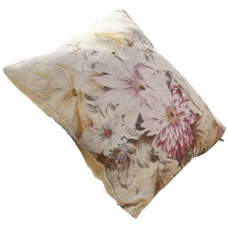 Loberon Kissenhülle Evie, bunt | Sommer, Outdoor, Gartenausstattung, Natürlich schönes Leinen, Floraler Vintage-Print, Mit Reißverschluss