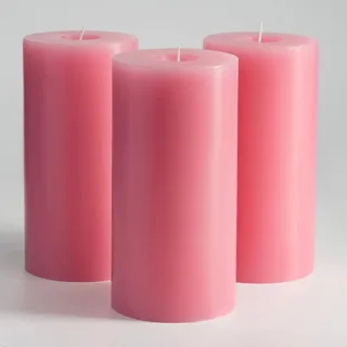 Memoward Stumpenkerzen Rosa,Kerzen Groß 3er Set,Lange Brenndauer ca.75+ Std,Saubere Verbrennung,Unparfümiert,für Haushalt,Feiern und Gastronomie Deko,(7.5 x 15 cm-3er, Rosa)