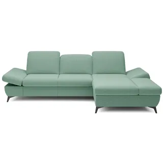 MOEBLO Ecksofa HARPY, mit Schlaffunktion mit Bettkasten, Eckcouch Wohnlandschaft Sofa mit Ottomane Eckgarnitur Polsterecke, Kopfstützen und Armlehnen verstellbar grün