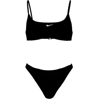 Bustier-Bikini NIKE "BRALETTE BIKINI SET", Kinder, Gr. XL (164/170), N-Gr, schwarz-weiß (schwarz), Elasthan, Polyester, unifarben, Bikini-Sets, für Jugendliche, sportlicher Stil, schnell trocknendes Material