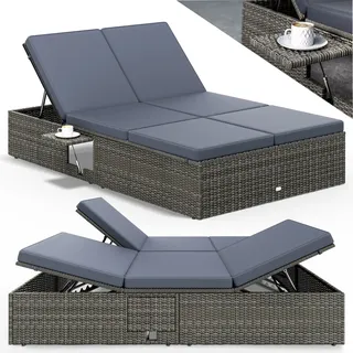 CASARIA Sonnenliege 200 x 115 x 33 cm Grau/Anthrazit