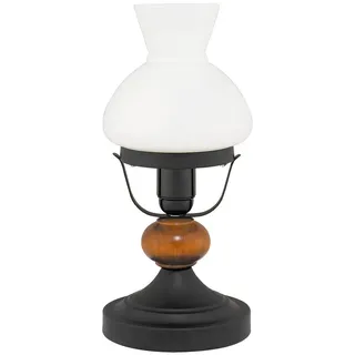 Rustikale Tischlampe Braun Holz Metall Glas Landhausstil Wohnzimmer Schlafzimmer Nachttischleuchte