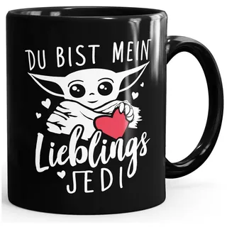 MoonWorks Tasse Kaffee-Tassemit Spruch Du bist mein Lieblingsjedi Baby-Yoda Herz, Keramik schwarz
