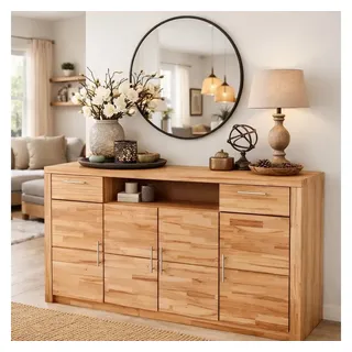 bv-vertrieb Sideboard Anrichte 182x42x107 Sideboard Türenkommode Kernbuche teilmassiv #1421