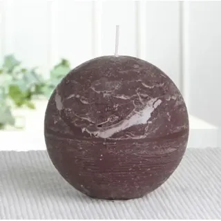 CandleCorner Rustik-Kerzen Kugelkerze, 8 cm Ø, kaffeebraun mit Opik-Duft