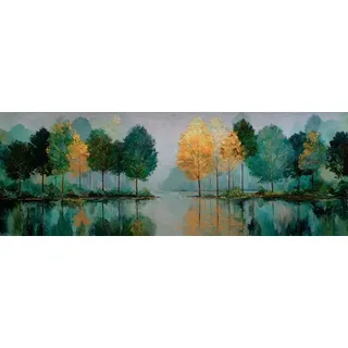 EUROART Wandbild 50 x 140 cm Green And Gold II Aluminium Grün
