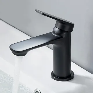 BELZ Wasserhahn Bad – Waschbecken Armaturen/Waschtischarmatur, hochwertige Mischbatterie Waschbecken, wassersparend & langlebig, Massives Messing, Schwarz