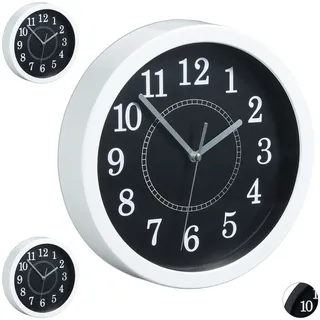 3 X Wanduhr Rund, Kleine Uhr Zum Aufhängen, Klassisches Design, Batteriebetrieben, Sekundenzeiger, Uhr, Ø 20 Cm, Weiß