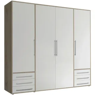 Livetastic Drehtürenschrank Lyss 206 x 194 x 58 cm Beige/Weiß