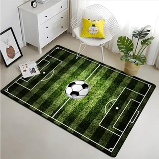XILENY Fußball Sport 3D Fußball Muster Anti-Rutsch Teppich Wohnzimmer Schlafzimmer Dekorative Bereich Teppiche Kinder Krabbelmatte