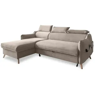 miuform Eckcouch Velours 2-Sitzer Beige