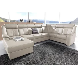 Wohnlandschaft SIT & MORE "Basel U-Form", beige (natur), B:315cm H:98cm T:210cm, Luxus-Microfaser Altara Nubuck (100% Polyester);Kunstleder SOFTLUX;NaturLEDER (echtes Rindsleder), Sofas, Wohnlandschaft, wahlweise mit Relaxfunktion
