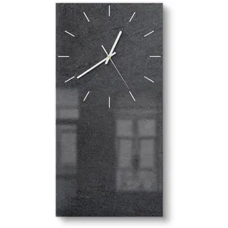 DEQORI Glasuhr | horizontal 30x60 cm | Motiv Schiefertafel Stein-Optik | große XXL Design Uhr aus Glas | leise Wanduhr für Wohnzimmer & Küche | moderne Hingucker Uhr für die Wand