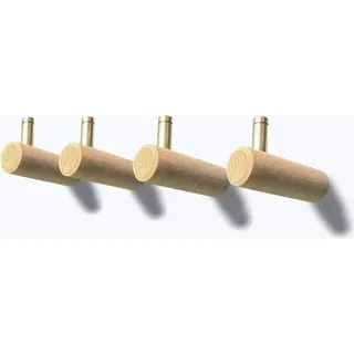 Set von 4 Wandhaken, Skandinavisches Design, Buche mit Messingakzenten, für Jacken, Handtücher
