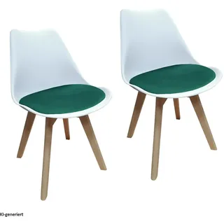Hti-Living Esszimmerstuhl Samt Weiß/Grün 2er Set