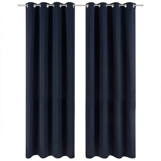 Blumtal Verdunklungsvorhänge 2er Set - Thermovorhang Hitzeschutz - Vorhang Blickdicht mit Ösen - Gardinenschals mit Schlaufen - Thermovorhang - Gardinen 160x132cm - Hitzeschutzvorhang - Vorhang Blau
