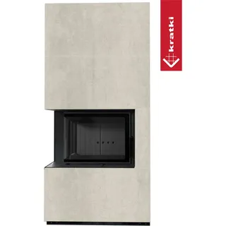 Kratki Kaminbausatz Floki Box links 8 kW Ø 160 Quarzsinter/Verkleidung Stahl Schwarz