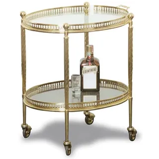 Casa Padrino Luxus Jugendstil Servierwagen Gold 52 x 41 x H. 56 cm - Edler Messing Trolley mit Glasplatten - Barock & Jugendstil Gastronomie Accessoires