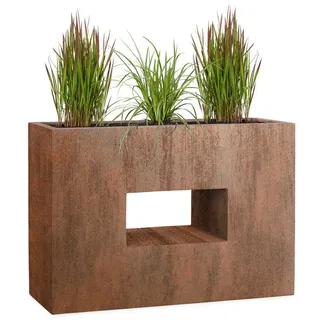 Pflanzwerk® Hochbeet Pflanzkübel VISTA Premium Blumenkübel aus Fiberglas mit Lotus-Effekt, Fiberglas - Handgefertigt - Rechteckig - Frostbeständig braun 75 cm x 52 cm x 27 cm