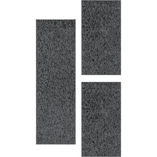 Carpetsale24 Bettumrandung Schlafzimmer 3 teilig Moderne Kurzflor Teppich Anthrazit Bettvorleger Schlafzimmer Bettset: 2 St. 60x100 cm | 1 St. 80x250 cm - Schlingen Teppich Läufer Set